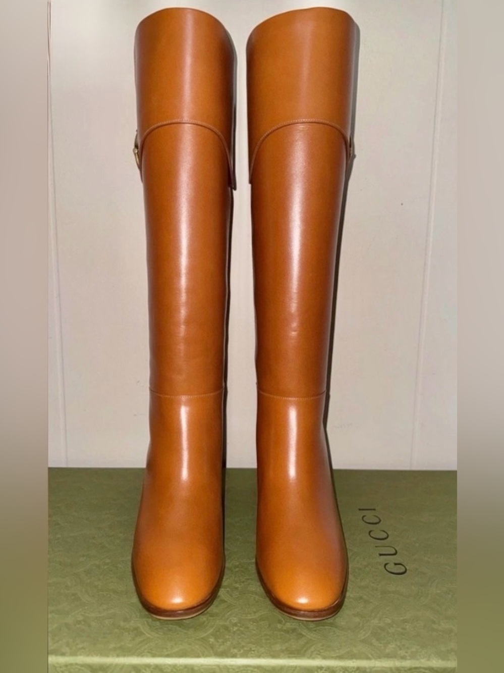 Gucci Leather Light Brown Boot Knee High Horsebit Elizabeth Women Size 9 US